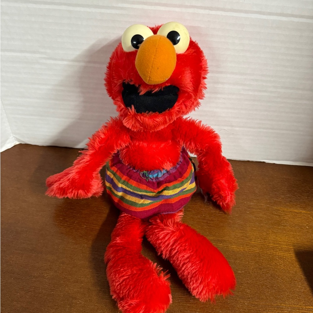 Red Elmo Plush Toy with Striped Shorts